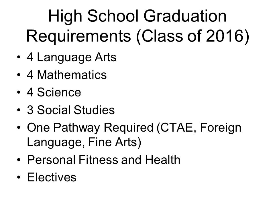 High School Graduation Requirements (Class of 2016)