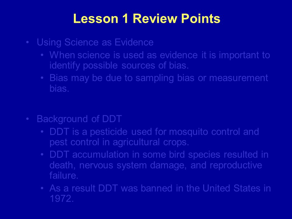 Lesson 1 Review Points Using Science as Evidence