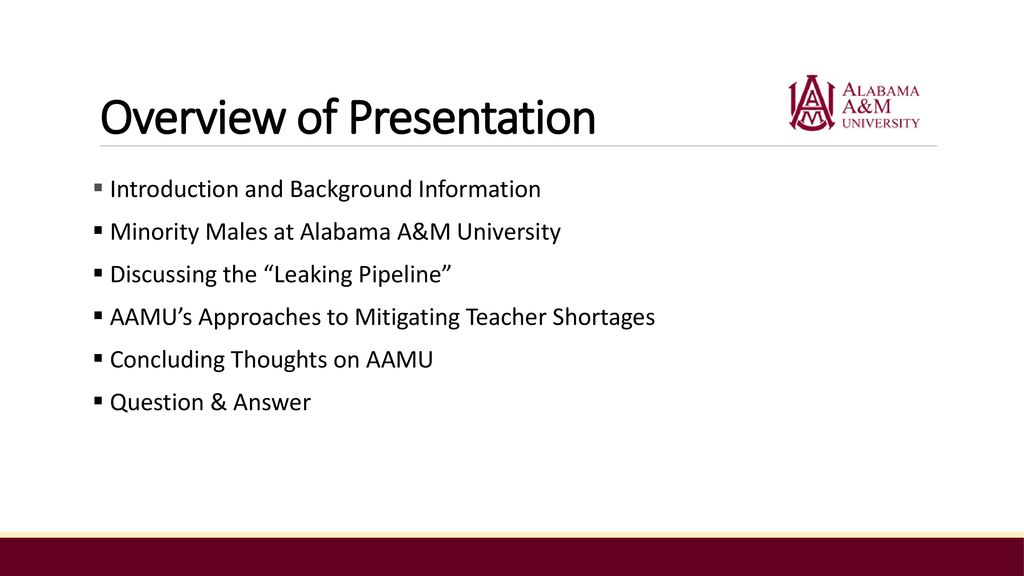 Overview of Presentation
