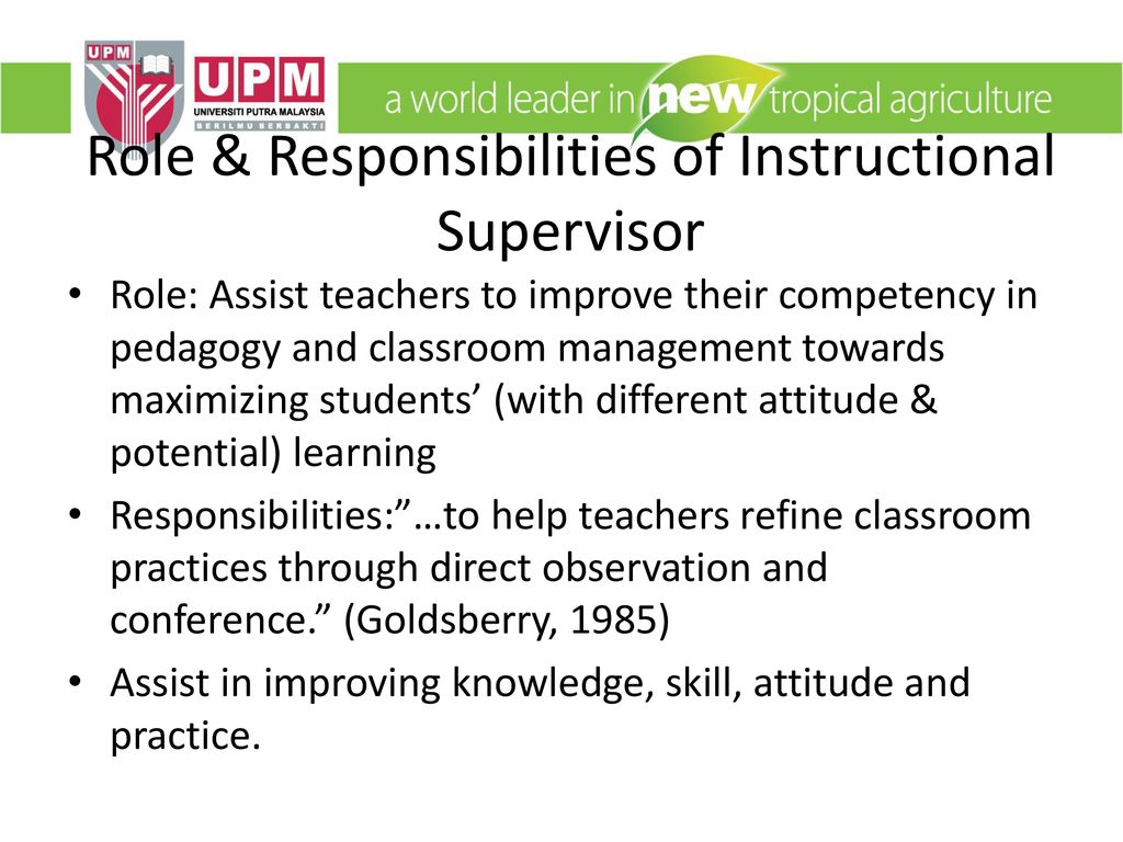 Role & Responsibilities of Instructional Supervisor