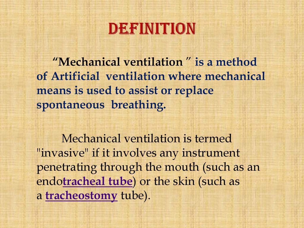mechanical ventilation - ppt download
