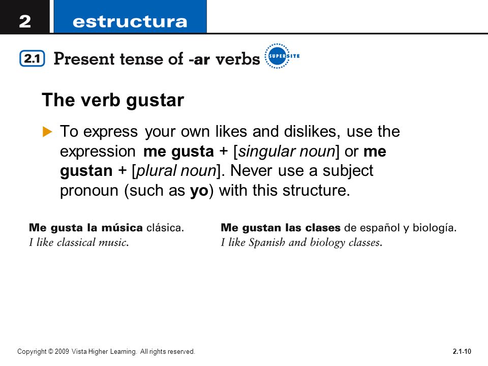 The verb gustar