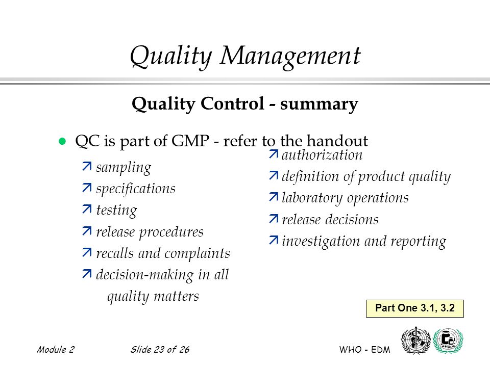 Quality Control - summary