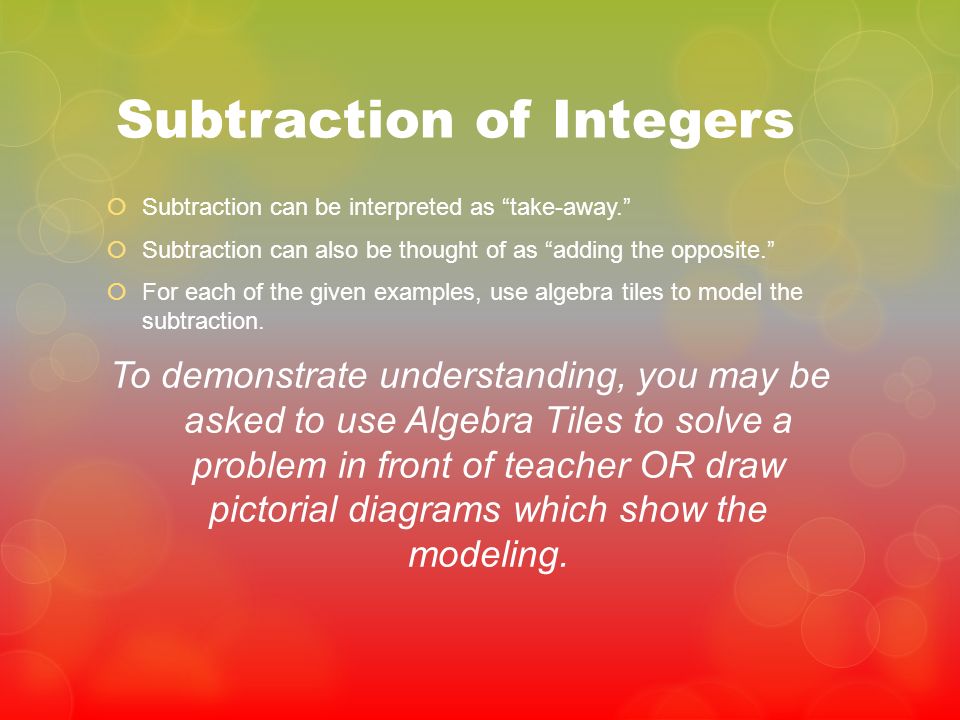 Subtraction of Integers