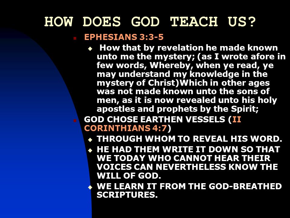 HOW DOES GOD TEACH US EPHESIANS 3:3-5