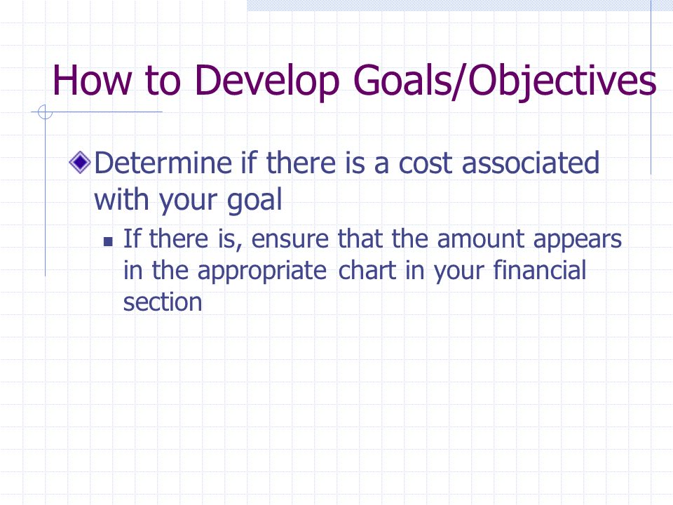 How to Develop Goals/Objectives