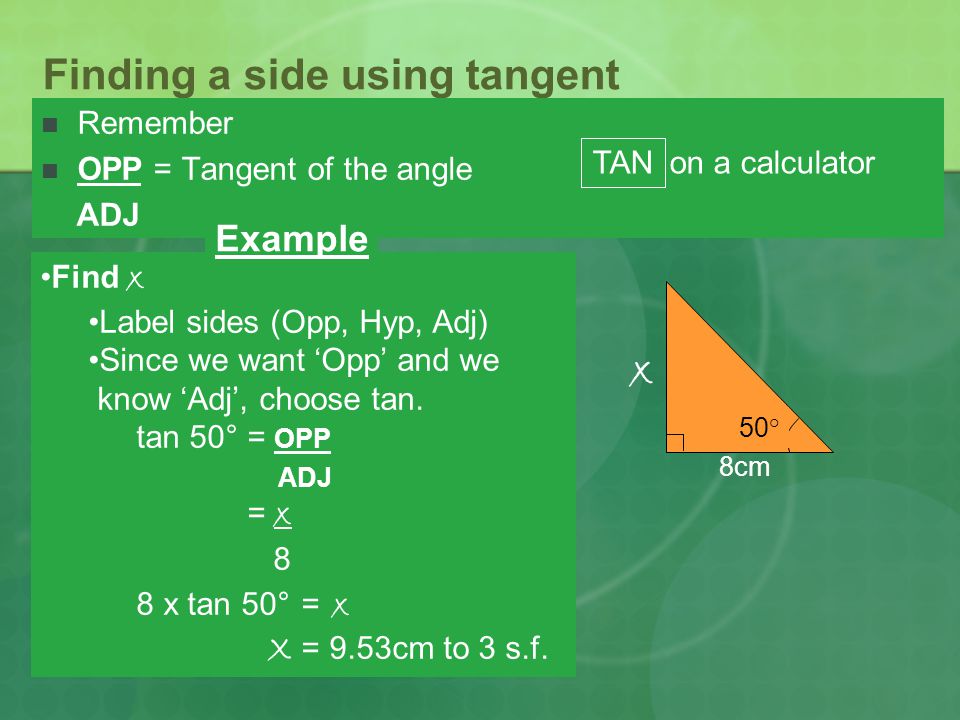 Finding a side using tangent