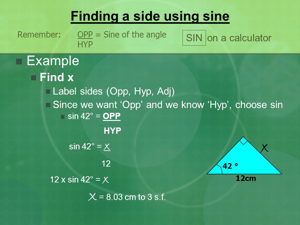 Finding a side using sine