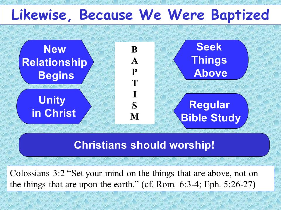 Likewise, Because We Were Baptized Christians should worship!