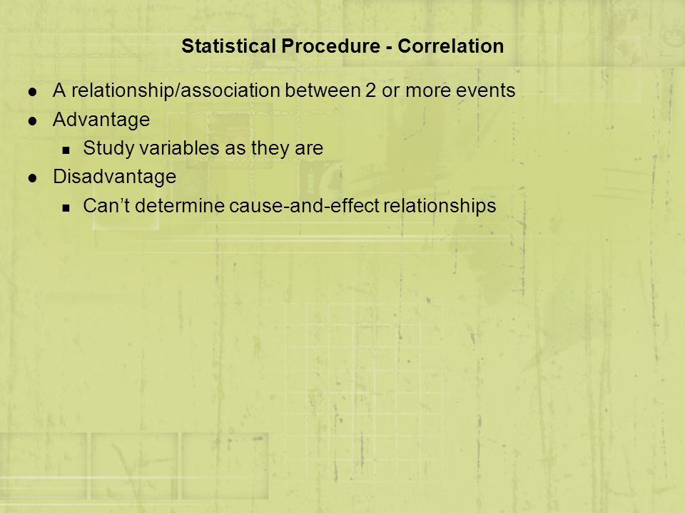 Statistical Procedure - Correlation