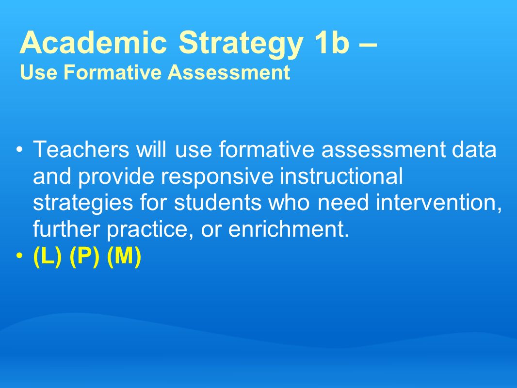 Academic Strategy 1b – Use Formative Assessment