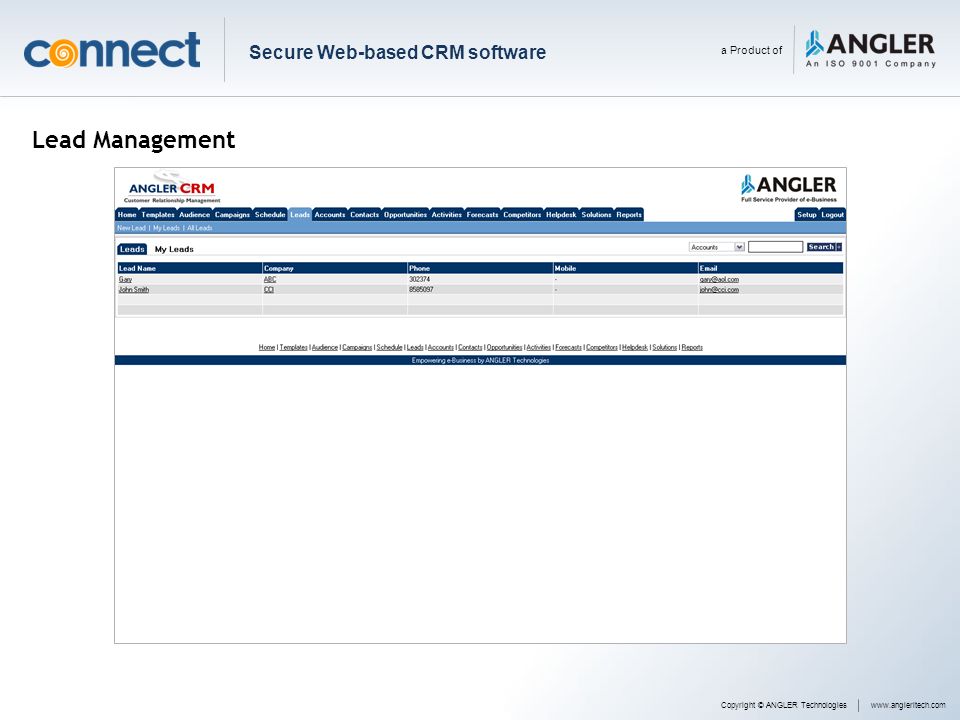 Lead Management Secure Web-based CRM software a Product of