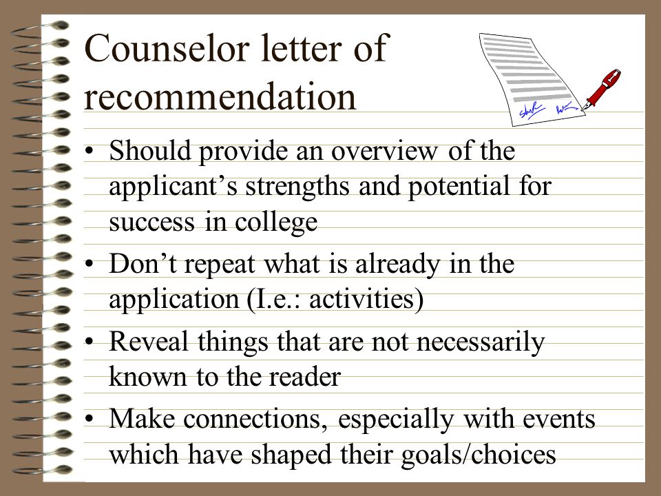 Counselor letter of recommendation