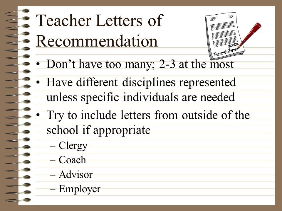 Teacher Letters of Recommendation