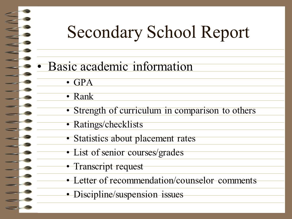 Secondary School Report