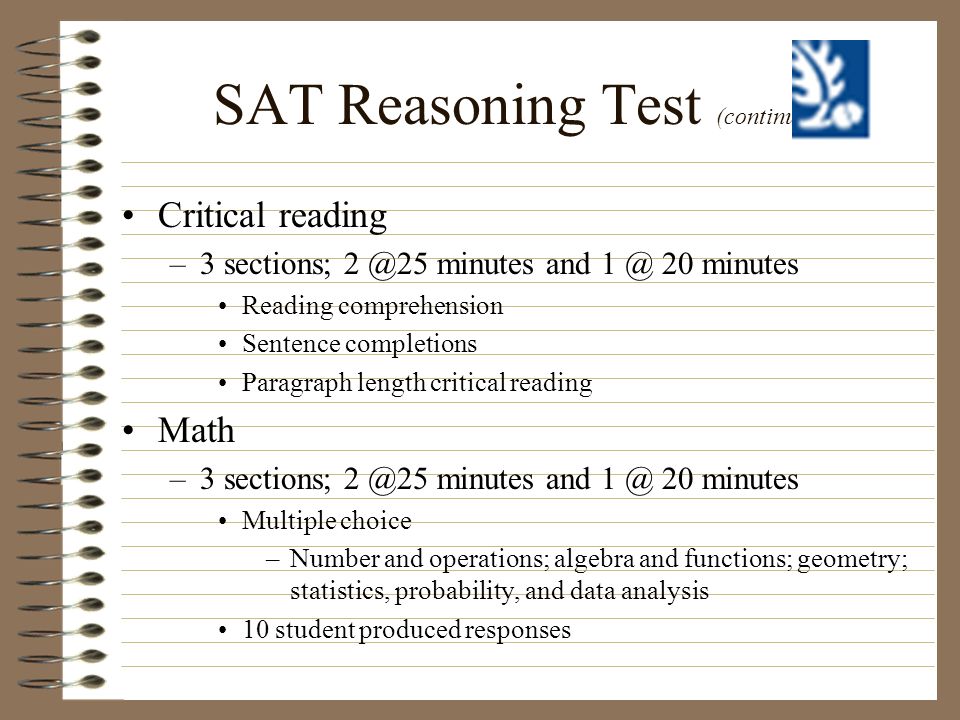 SAT Reasoning Test (continued)