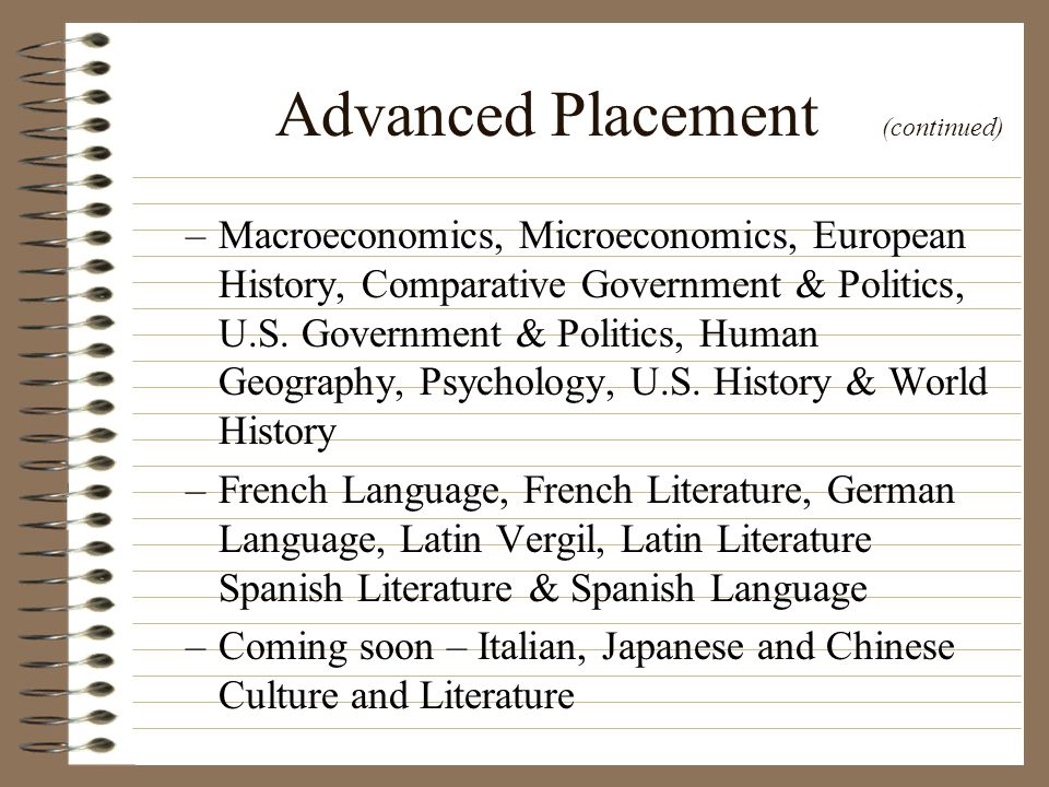 Advanced Placement (continued)