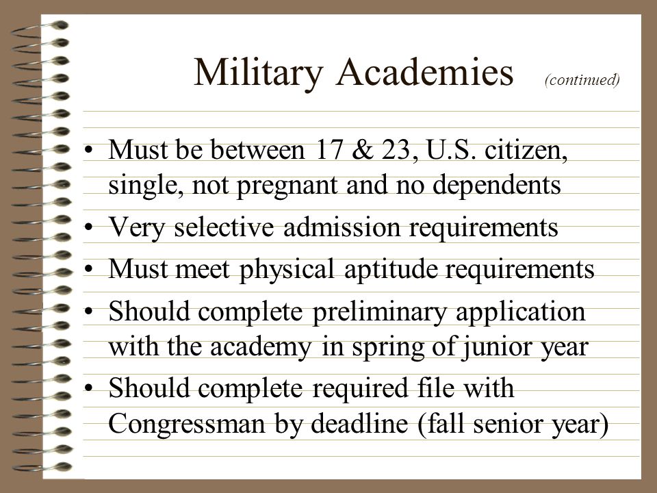 Military Academies (continued)