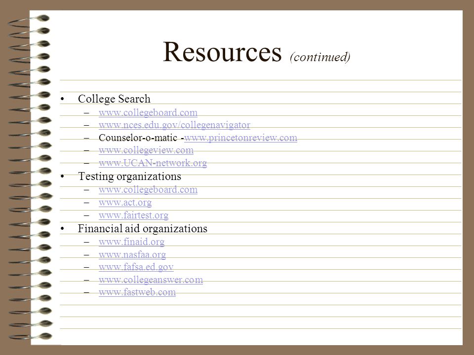 Resources (continued)