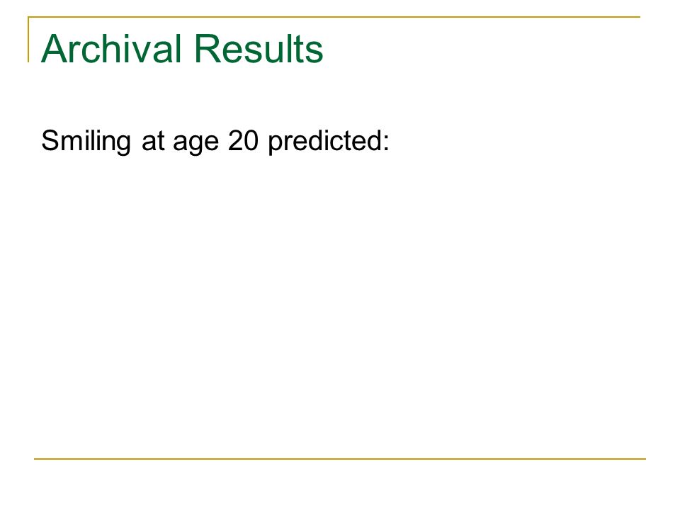 Archival Results Smiling at age 20 predicted: