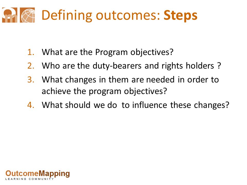 Defining outcomes: Steps