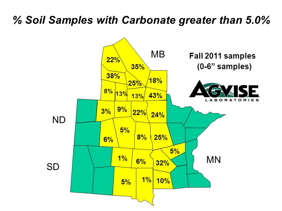 % Soil Samples with Carbonate greater than 5.0%