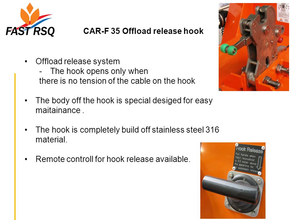 CAR-F 35 Offload release hook