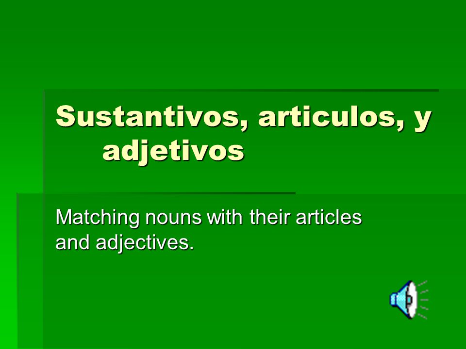 Sustantivos, articulos, y adjetivos