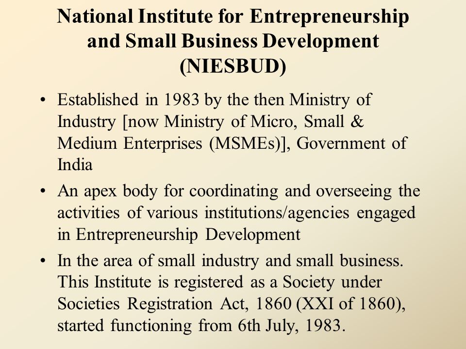 National Institute for Entrepreneurship and Small Business Development (NIESBUD)