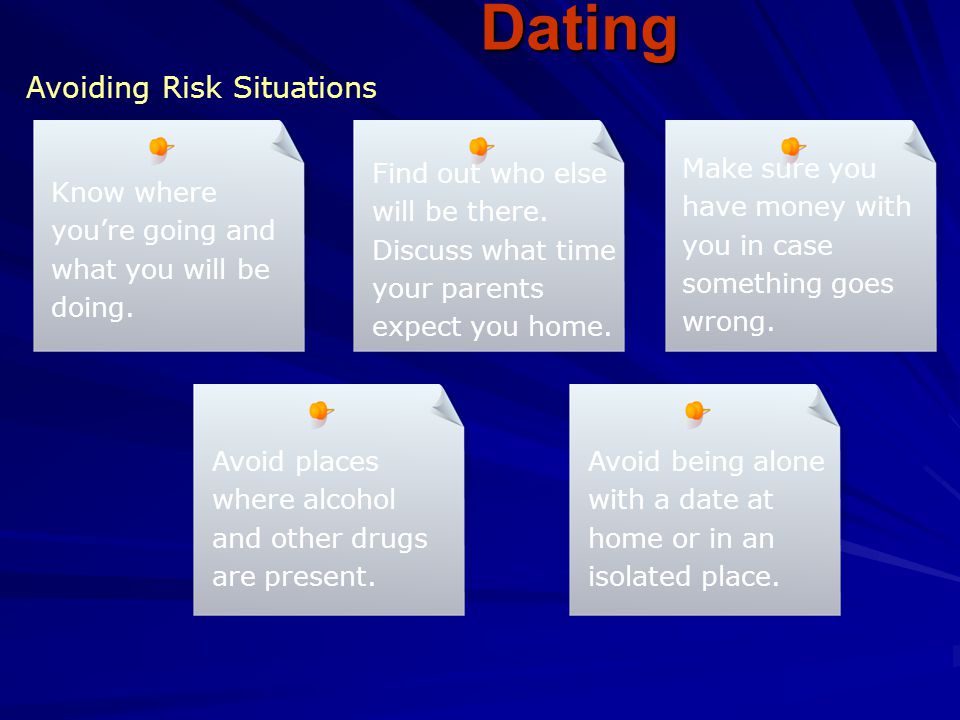 Dating Avoiding Risk Situations Know where you’re going and