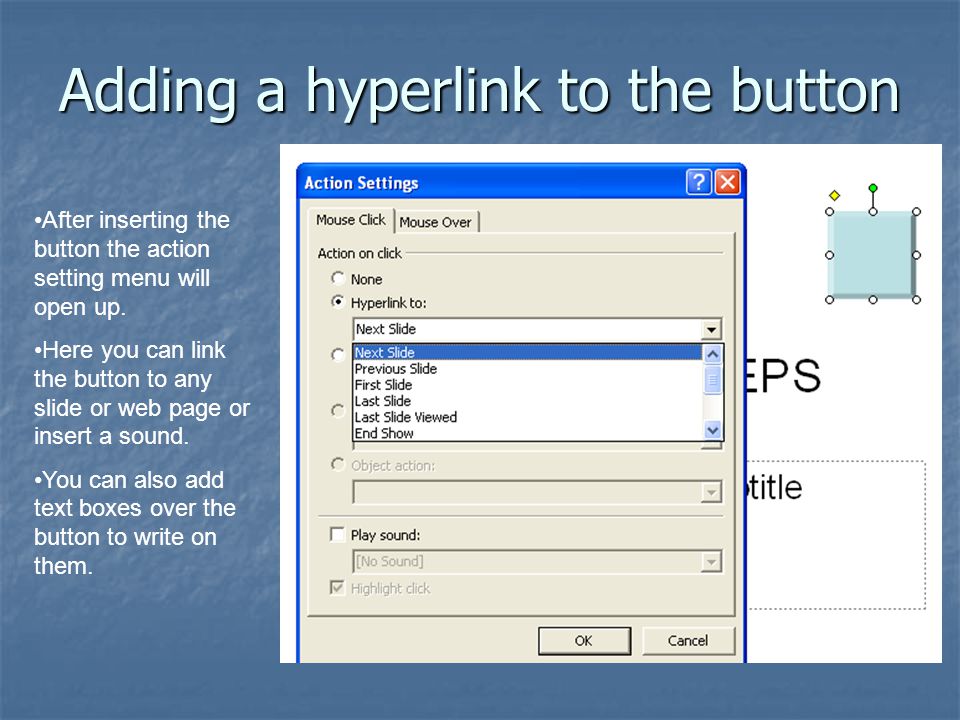Adding a hyperlink to the button