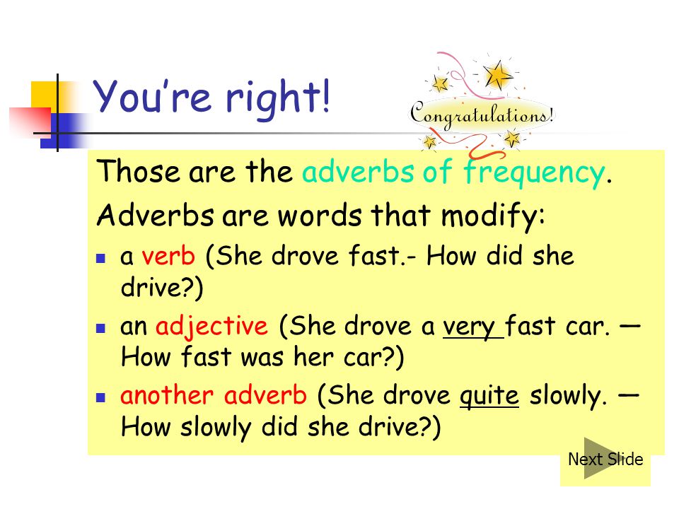 You’re right! Those are the adverbs of frequency.