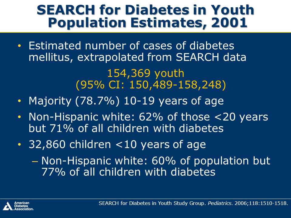 SEARCH for Diabetes in Youth Population Estimates, 2001