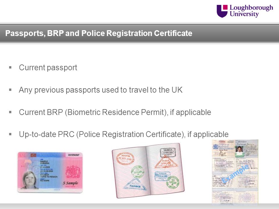 Passports, BRP and Police Registration Certificate