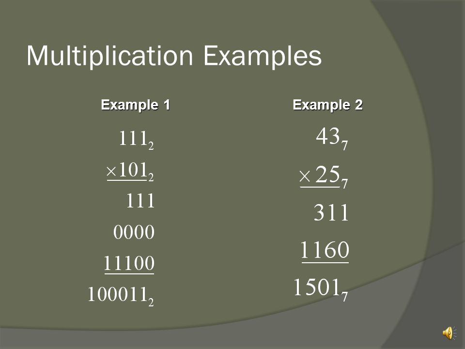 Multiplication Examples