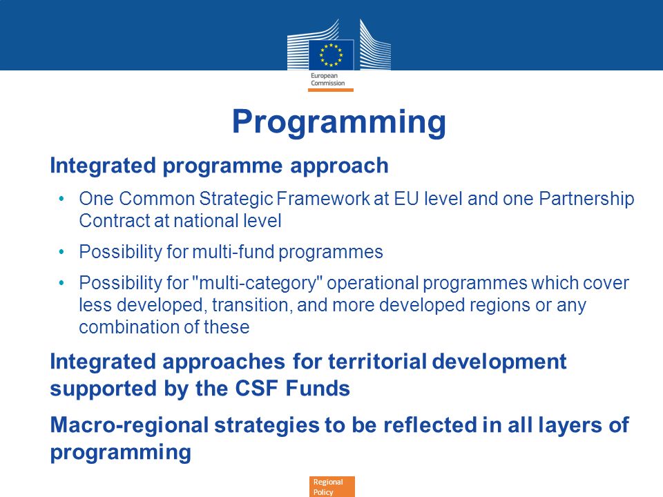 Programming Integrated programme approach
