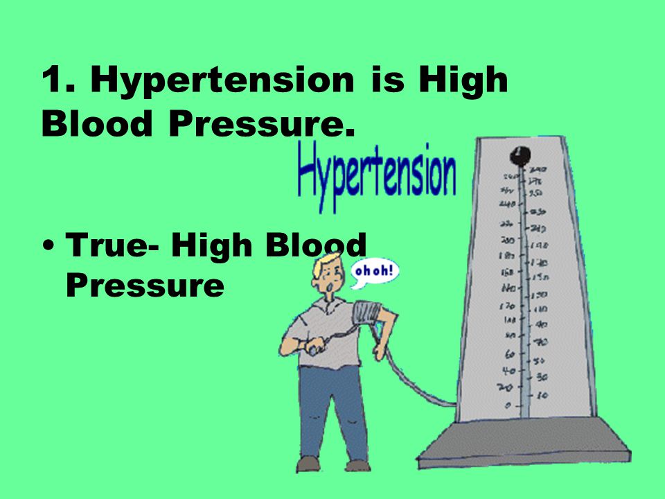 1. Hypertension is High Blood Pressure.