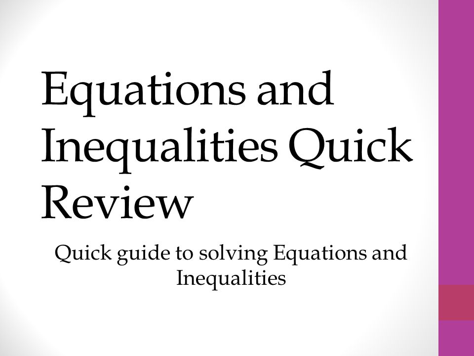 Equations and Inequalities Quick Review