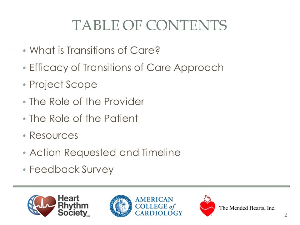 Table of Contents What is Transitions of Care