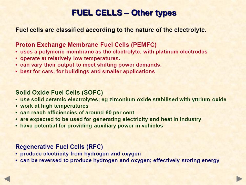 FUEL CELLS – Other types