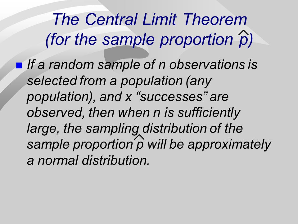 The Central Limit Theorem (for the sample proportion p)