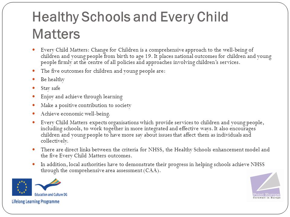 Healthy Schools and Every Child Matters