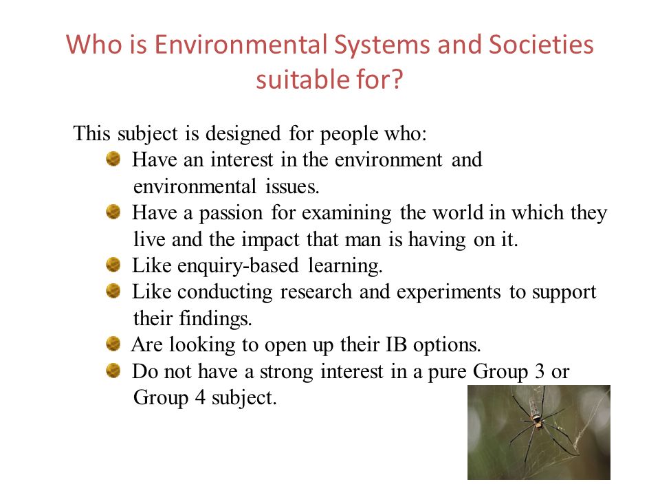 Who is Environmental Systems and Societies suitable for