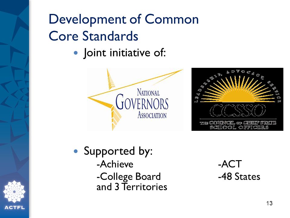 Development of Common Core Standards