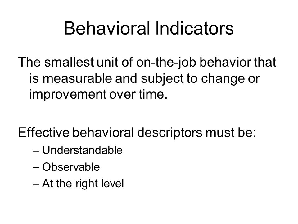 Behavioral Indicators