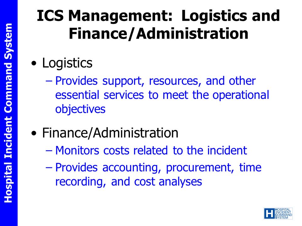 ICS Management: Logistics and Finance/Administration