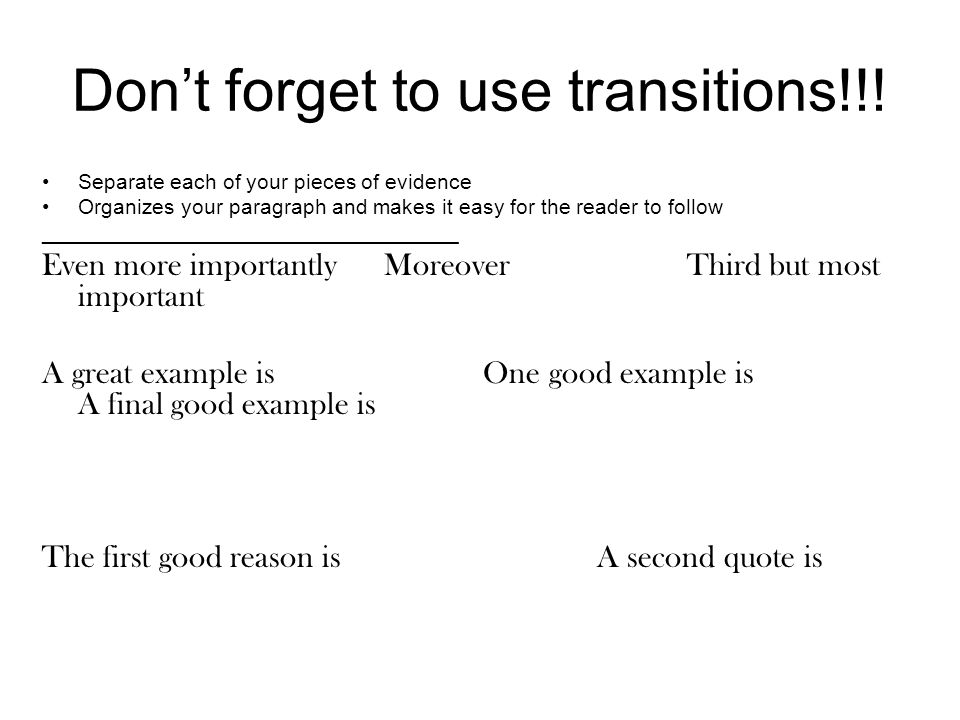 Don’t forget to use transitions!!!