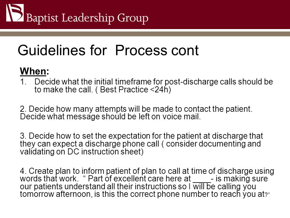 Guidelines for Process cont