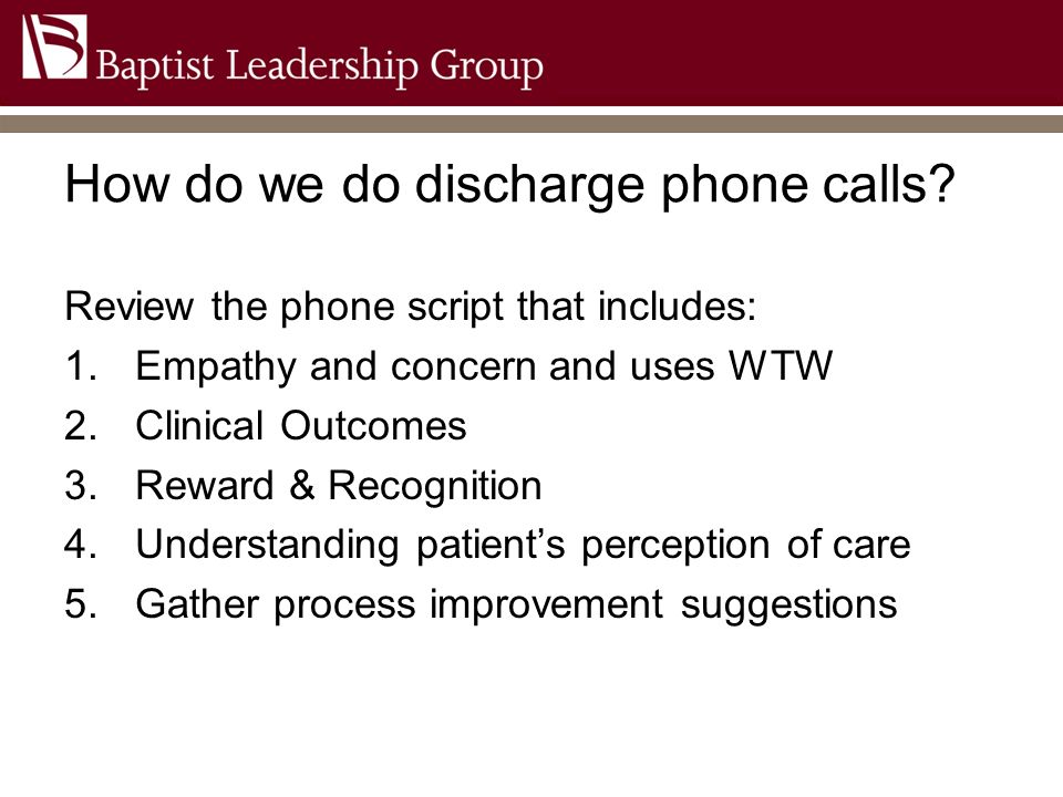 How do we do discharge phone calls