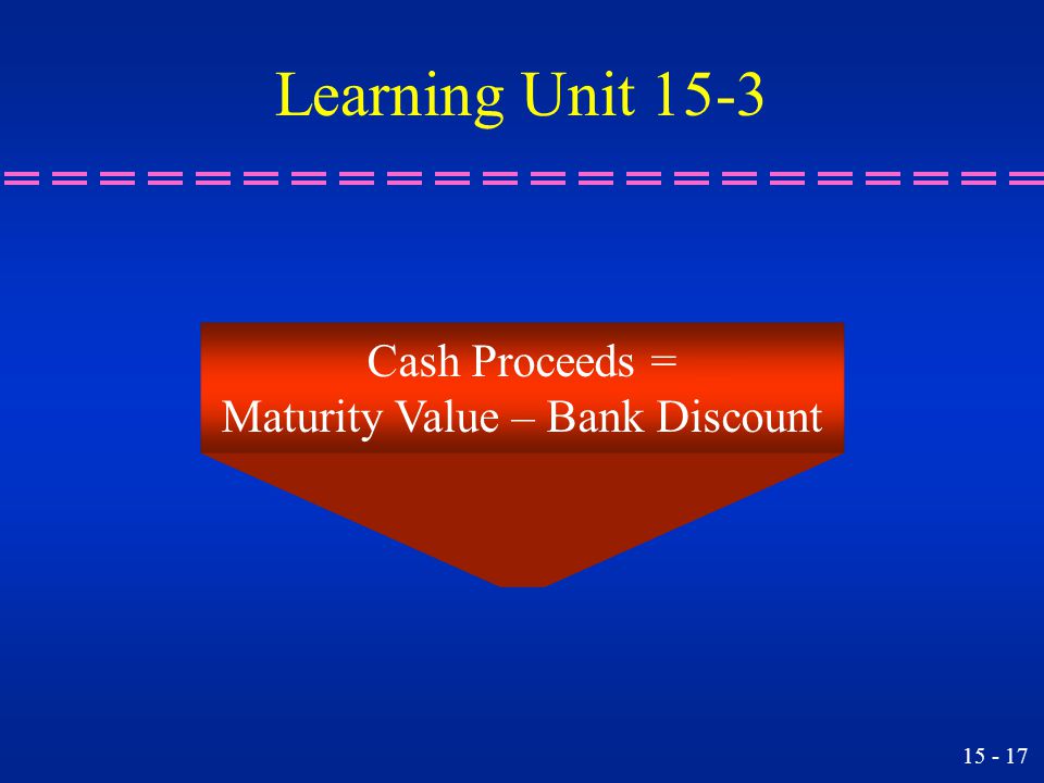 Maturity Value – Bank Discount